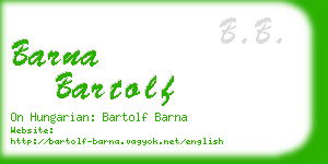 barna bartolf business card